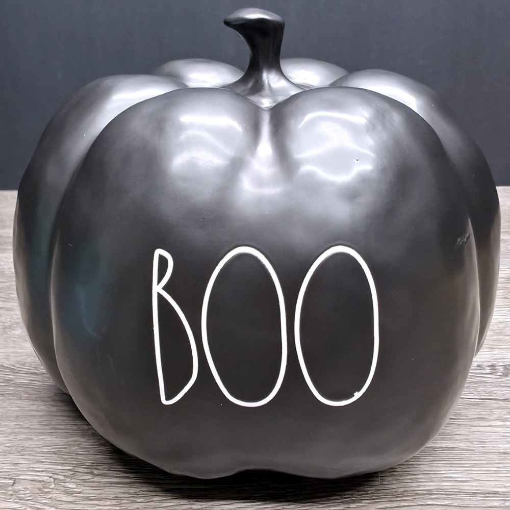 Rae Dunn Black Boo Pumpkin Ceramic Halloween Decor Modern Farmhouse Magenta‎
